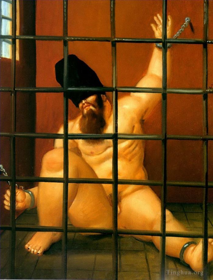 Fernando Botero's Contemporary Oil Painting - Abu Ghraib 63