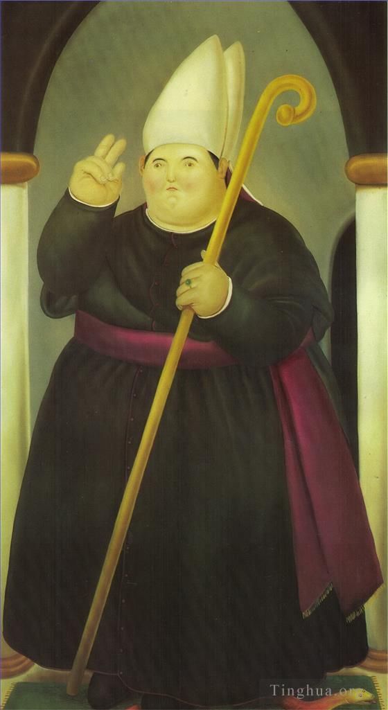 Fernando Botero's Contemporary Oil Painting - Bishop