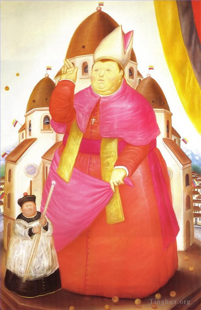 Fernando Botero's Contemporary Oil Painting - Cardinal