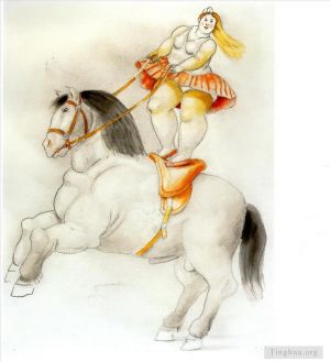 Contemporary Artwork by Fernando Botero - Circus woman on a horse