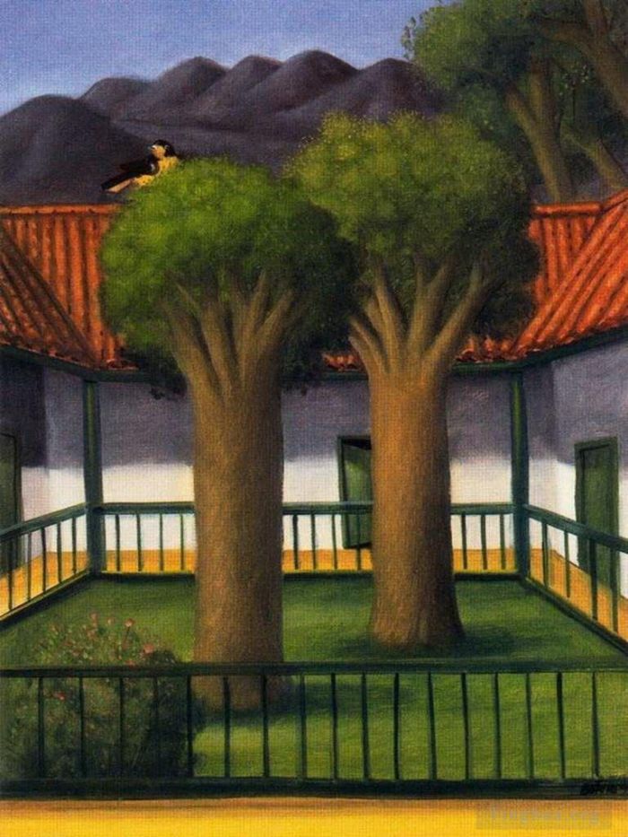 Fernando Botero's Contemporary Oil Painting - El patio
