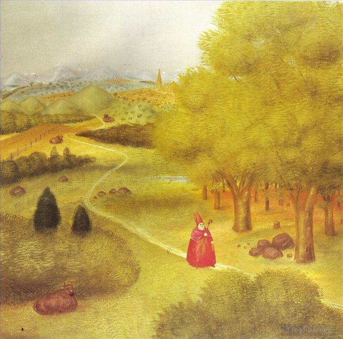 Fernando Botero's Contemporary Oil Painting - Excursion to the Ecumenical Cioncile
