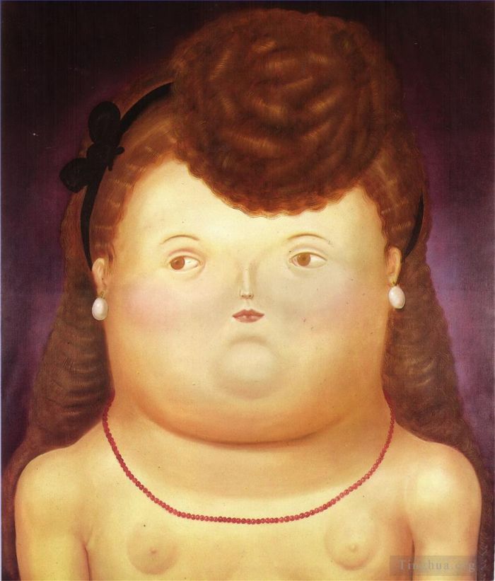 Fernando Botero's Contemporary Oil Painting - Girl Arc