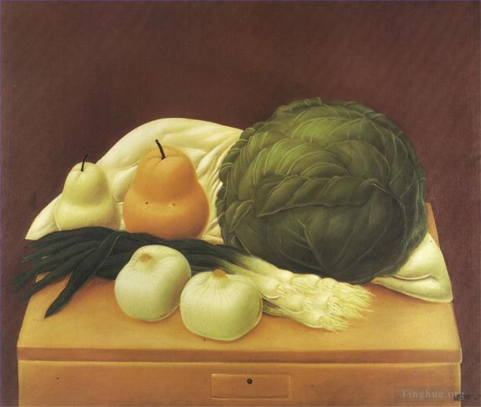 Fernando Botero's Contemporary Oil Painting - Kitchen Table 2