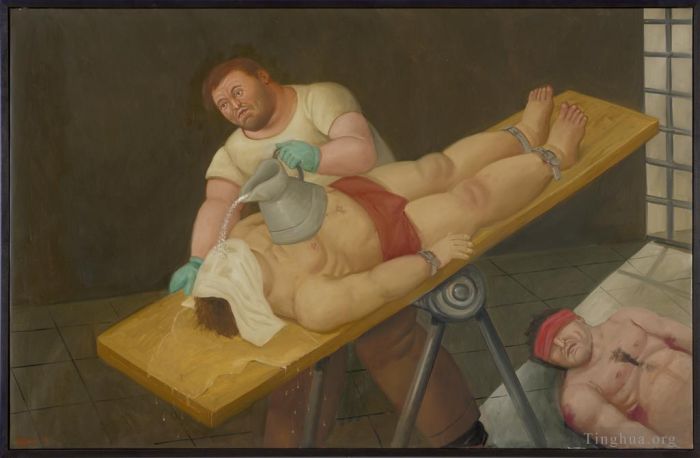 Fernando Botero's Contemporary Oil Painting - Llega Abu Ghraib