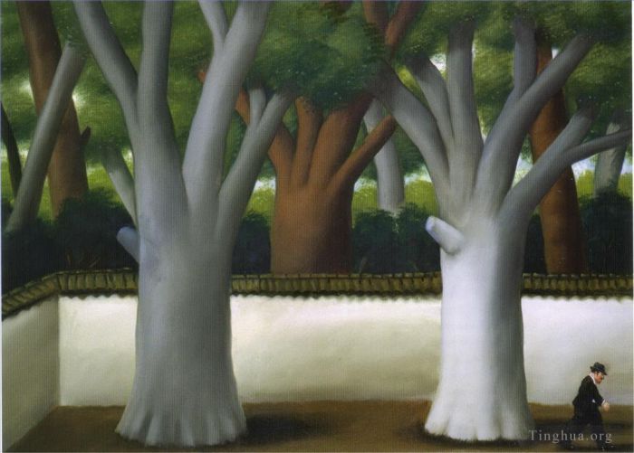 Fernando Botero's Contemporary Oil Painting - Man at the Street