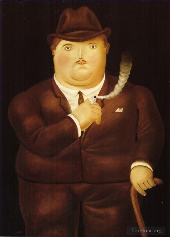 Fernando Botero's Contemporary Oil Painting - Man in a Tuxedo