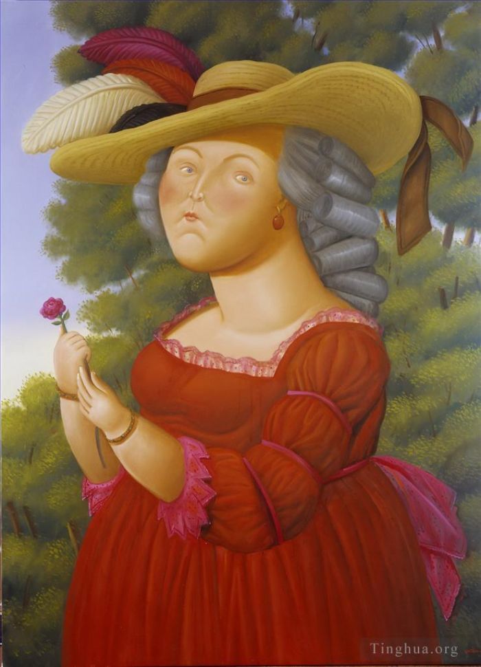 Fernando Botero's Contemporary Oil Painting - Marie