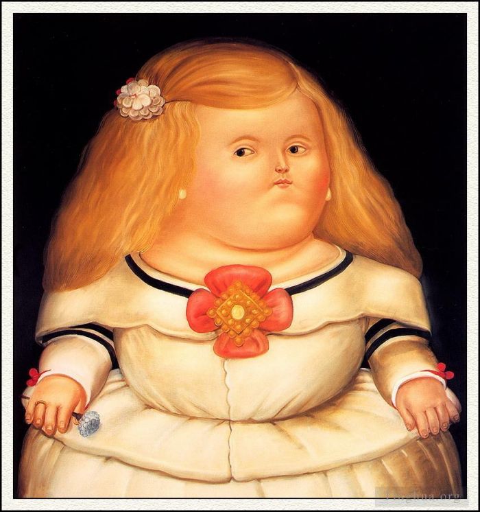 Fernando Botero's Contemporary Oil Painting - Menina After Velazquez