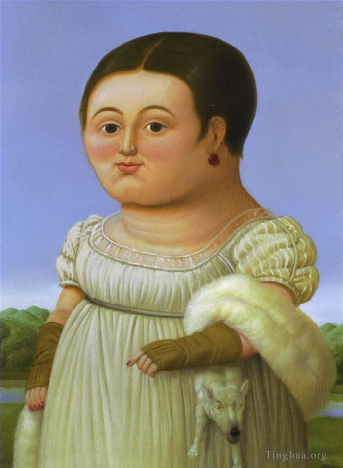 Fernando Botero's Contemporary Oil Painting - Miss Riviere after Ingres