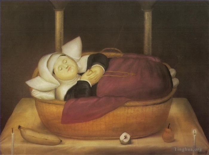 Fernando Botero's Contemporary Oil Painting - New born Nun