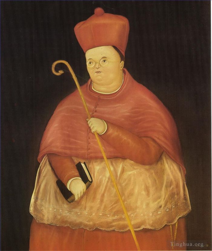 Fernando Botero's Contemporary Oil Painting - Nuncio