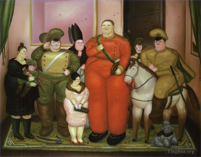 Fernando Botero's Contemporary Oil Painting - Official Portrait of the Military Junta