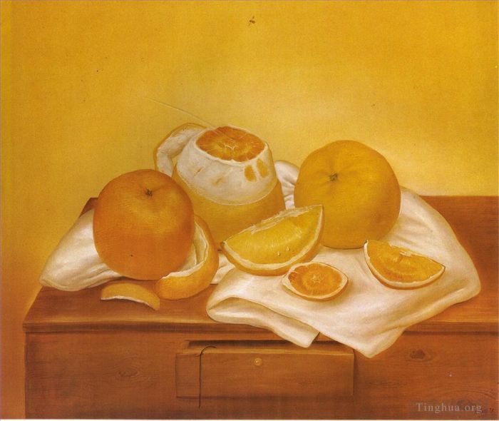 Fernando Botero's Contemporary Oil Painting - Oranges