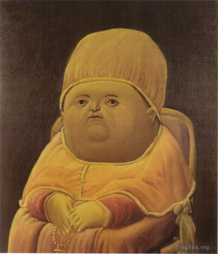 Fernando Botero's Contemporary Oil Painting - Pope Leo X after Raphael