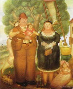 Contemporary Artwork by Fernando Botero - Portrait of a Family