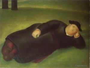 Contemporary Artwork by Fernando Botero - Priest Extends