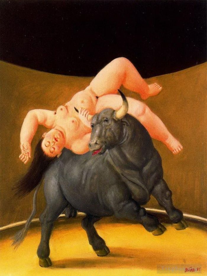 Fernando Botero's Contemporary Oil Painting - Rapto de Europa 2