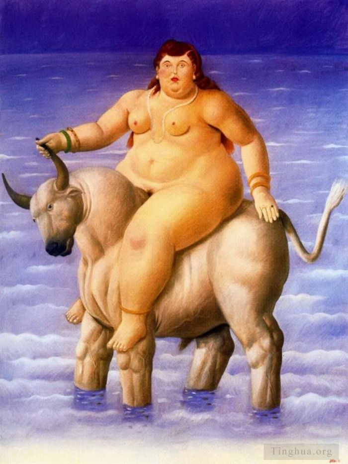 Fernando Botero's Contemporary Oil Painting - Rapto de Europa