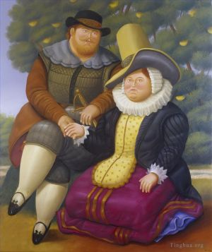 Contemporary Artwork by Fernando Botero - Rubens and His Wife 2
