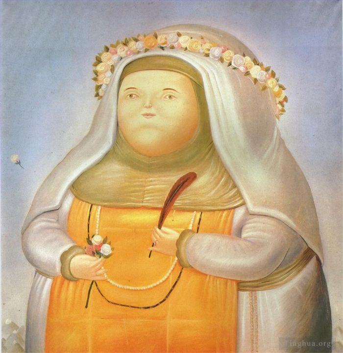 Fernando Botero's Contemporary Oil Painting - Saint Rose of Lima