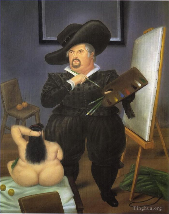 Fernando Botero's Contemporary Oil Painting - Self Portrait as Velasquez