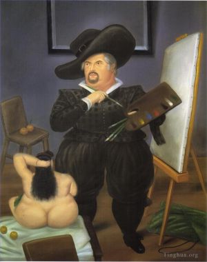 Contemporary Artwork by Fernando Botero - Self Portrait as Velasquez