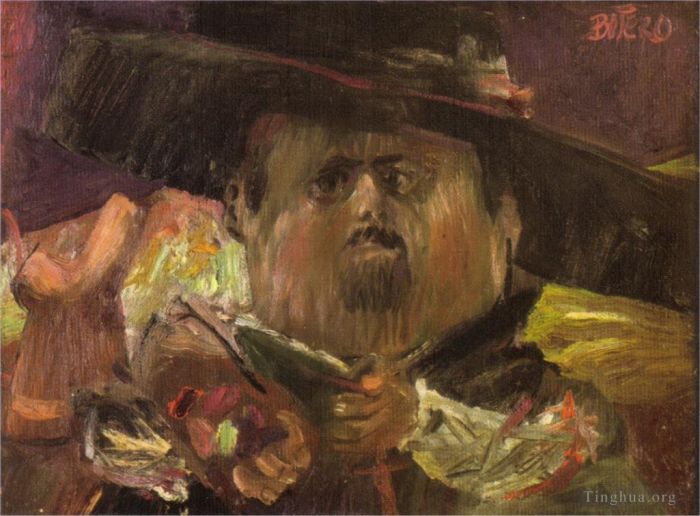 Fernando Botero's Contemporary Oil Painting - Self Portrait
