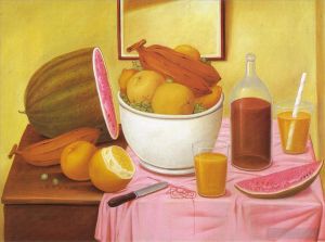 Contemporary Artwork by Fernando Botero - Still Life with Orangeade