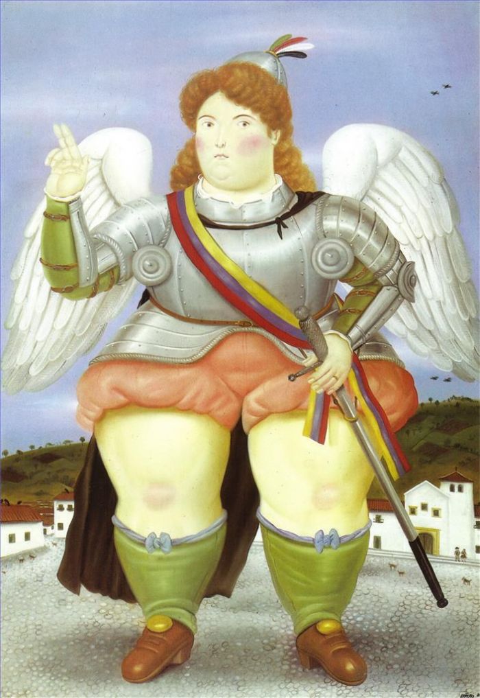 Fernando Botero's Contemporary Oil Painting - The Archangel Gabriel