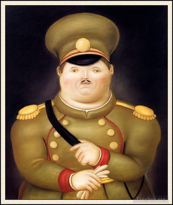 Fernando Botero's Contemporary Oil Painting - The Captain