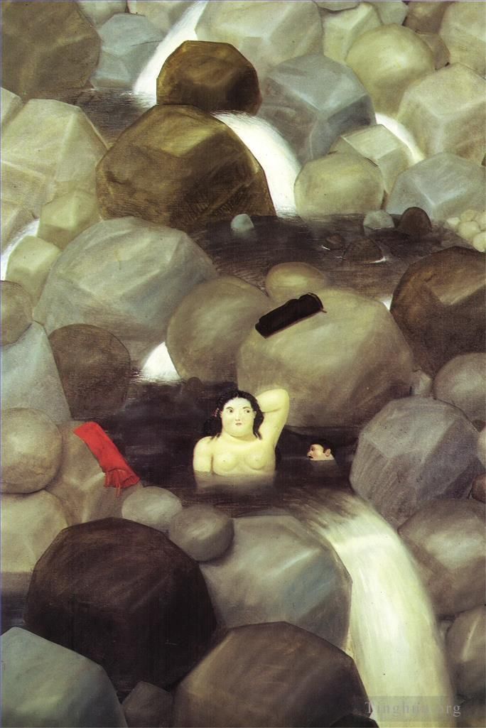 Fernando Botero's Contemporary Oil Painting - The Cascade