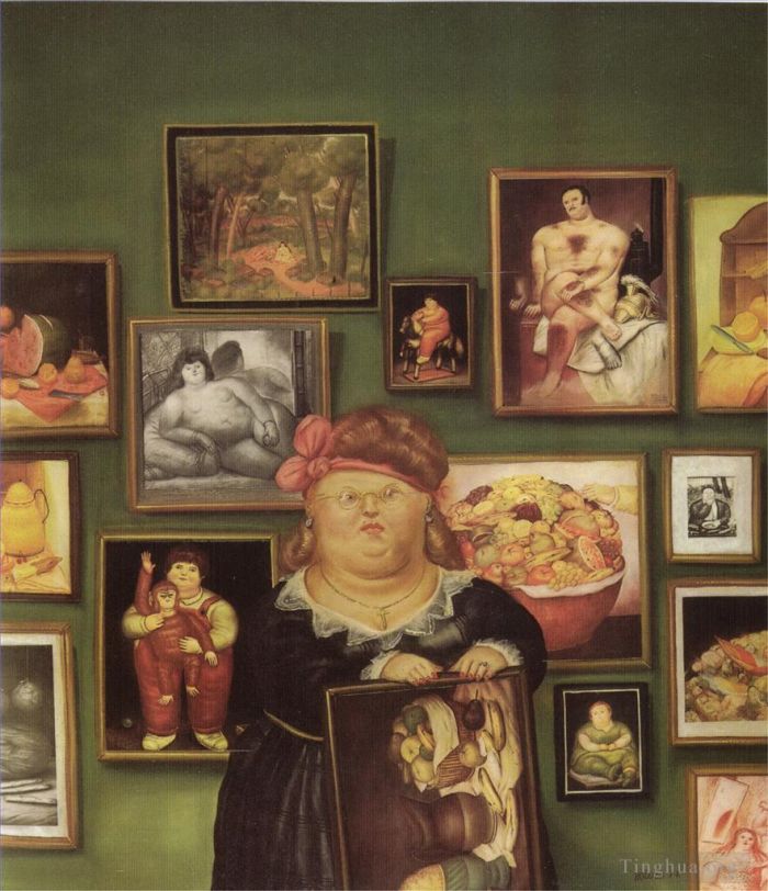 Fernando Botero's Contemporary Oil Painting - The Collector