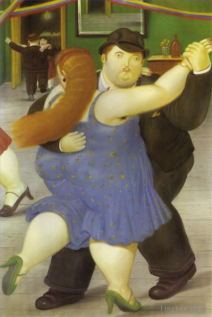 Fernando Botero's Contemporary Oil Painting - The Dancers