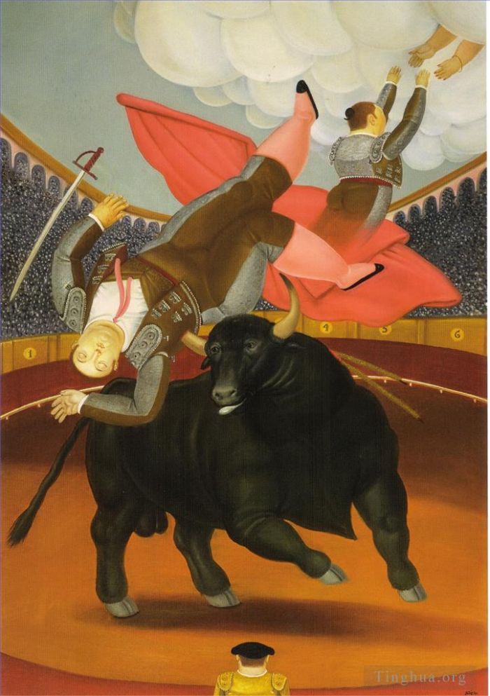 Fernando Botero's Contemporary Oil Painting - The Death of Luis Chalet