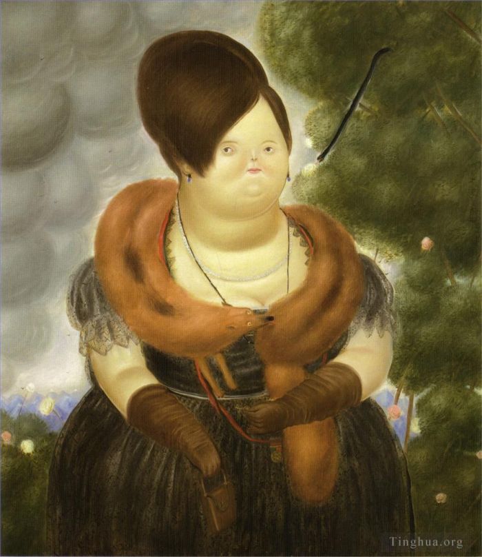 Fernando Botero's Contemporary Oil Painting - The First Lady