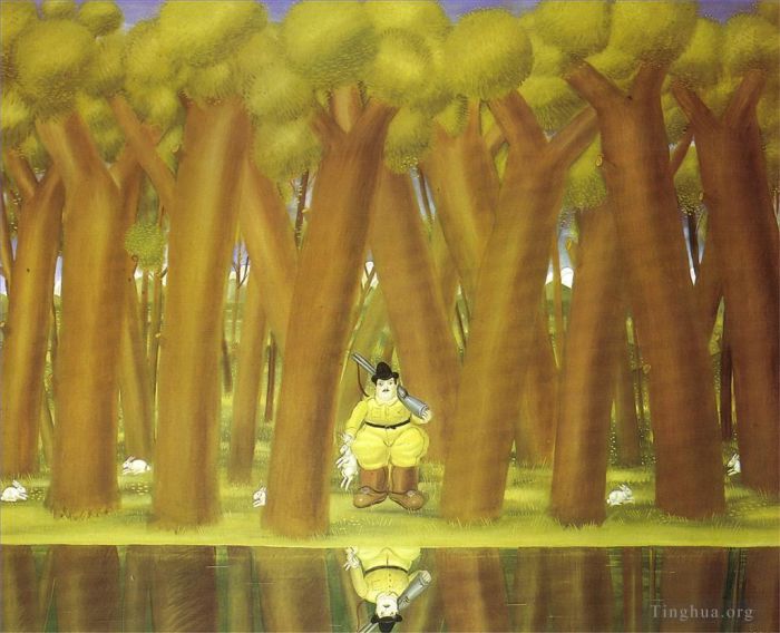 Fernando Botero's Contemporary Oil Painting - The Hunter 2