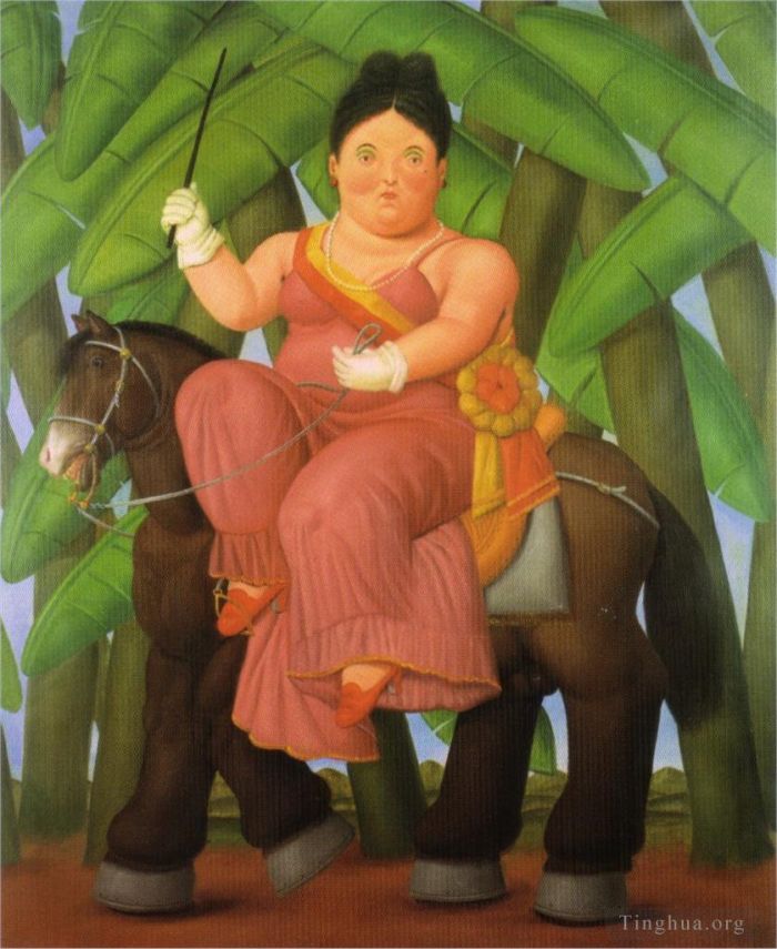 Fernando Botero's Contemporary Oil Painting - The President and First Lady