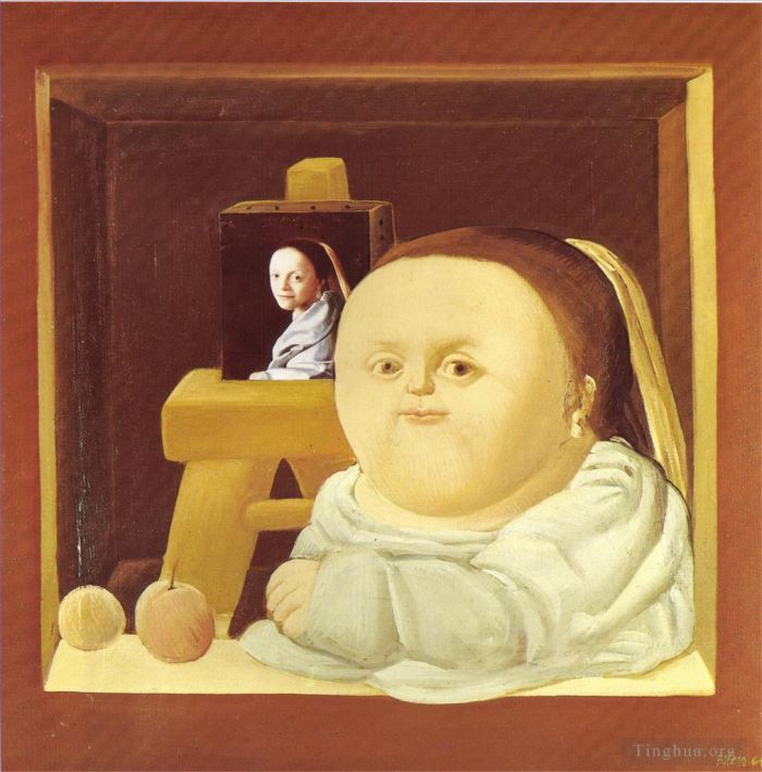 Fernando Botero's Contemporary Oil Painting - The Study of Vermeer