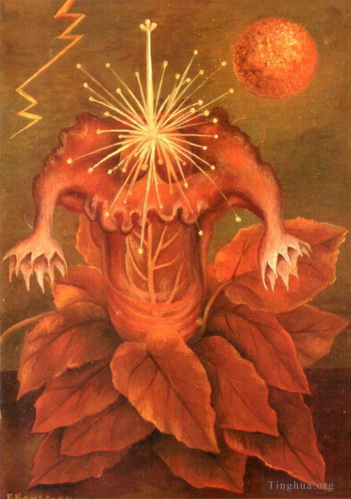Frida Kahlo's Contemporary Oil Painting - Flower of Life Flame Flower
