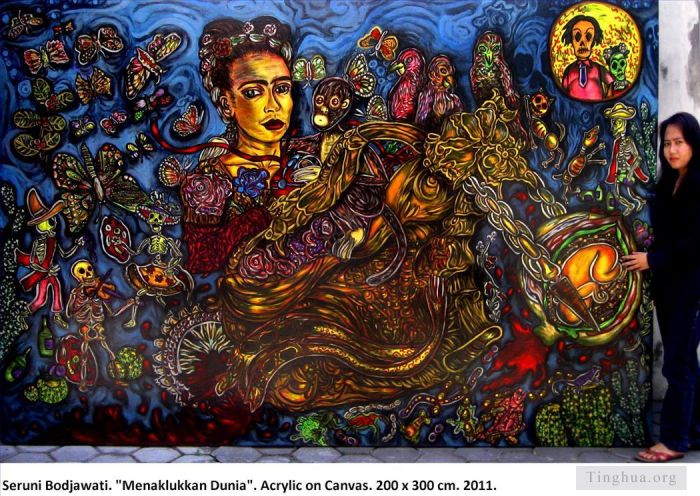 Frida Kahlo's Contemporary Oil Painting - Frida by Seruni Bodjawati