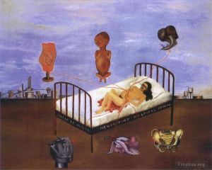 Contemporary Artwork by Frida Kahlo - Henry Ford Hospital The Flying Bed