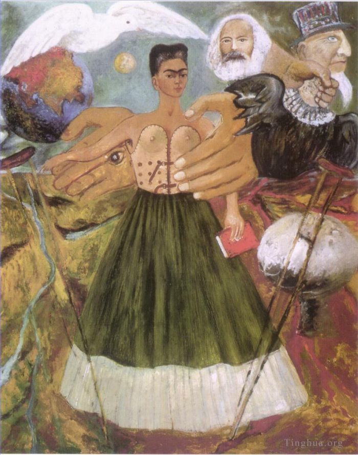 Frida Kahlo's Contemporary Oil Painting - Marxism Will Give Health to the Sick