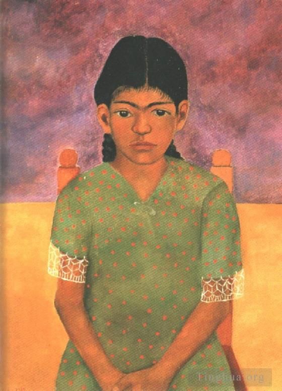 Frida Kahlo's Contemporary Oil Painting - Portrait of Virginia Little Girl