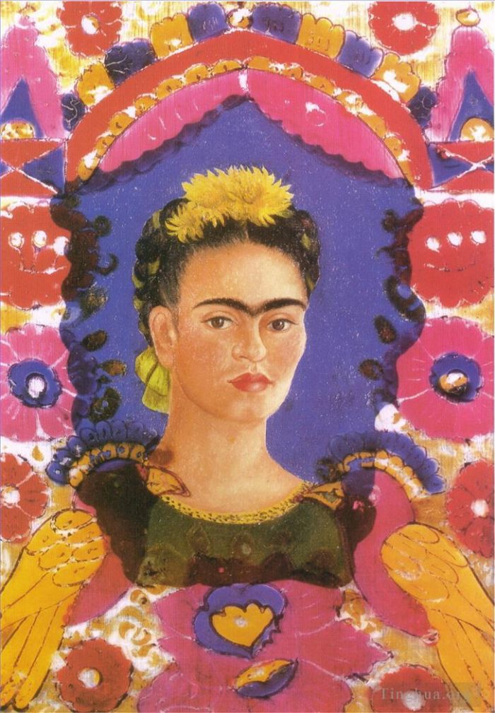 Frida Kahlo's Contemporary Oil Painting - Self Portrait The Frame