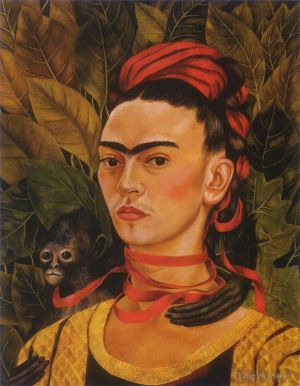 Contemporary Artwork by Frida Kahlo - Self Portrait with Monkey