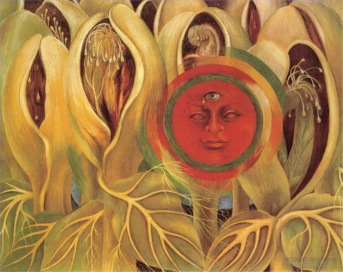 Frida Kahlo's Contemporary Oil Painting - Sun and Life