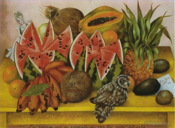 Frida Kahlo's Contemporary Oil Painting - The Bride Frightened at Seeing Life Opened