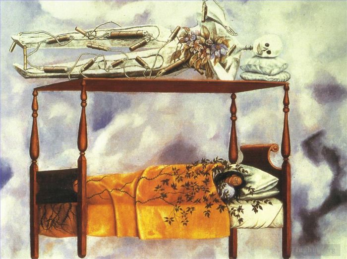 Frida Kahlo's Contemporary Oil Painting - The Dream The Bed