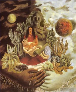 Contemporary Artwork by Frida Kahlo - The Love Embrace of the Universe the Earth Mexico Myself Diego and Senor Xolotl